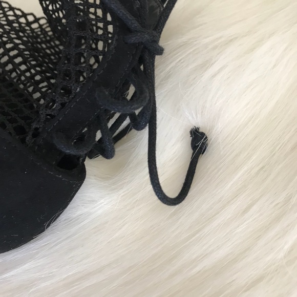 Zara High Heels Black Mesh Lace Up Size 6 - Picture 6 of 8